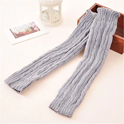 2 Pack of Womens Cable Knit Knee High Knitted Crochet Leg Warmers Long Socks