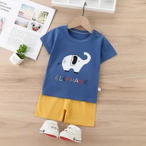 2pcs Cute Cartoon Print T-shirt and Pants