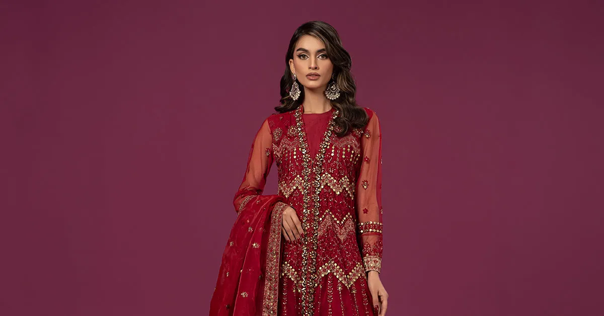 3 Piece Embroidered Net Suit | SF-EF24-28