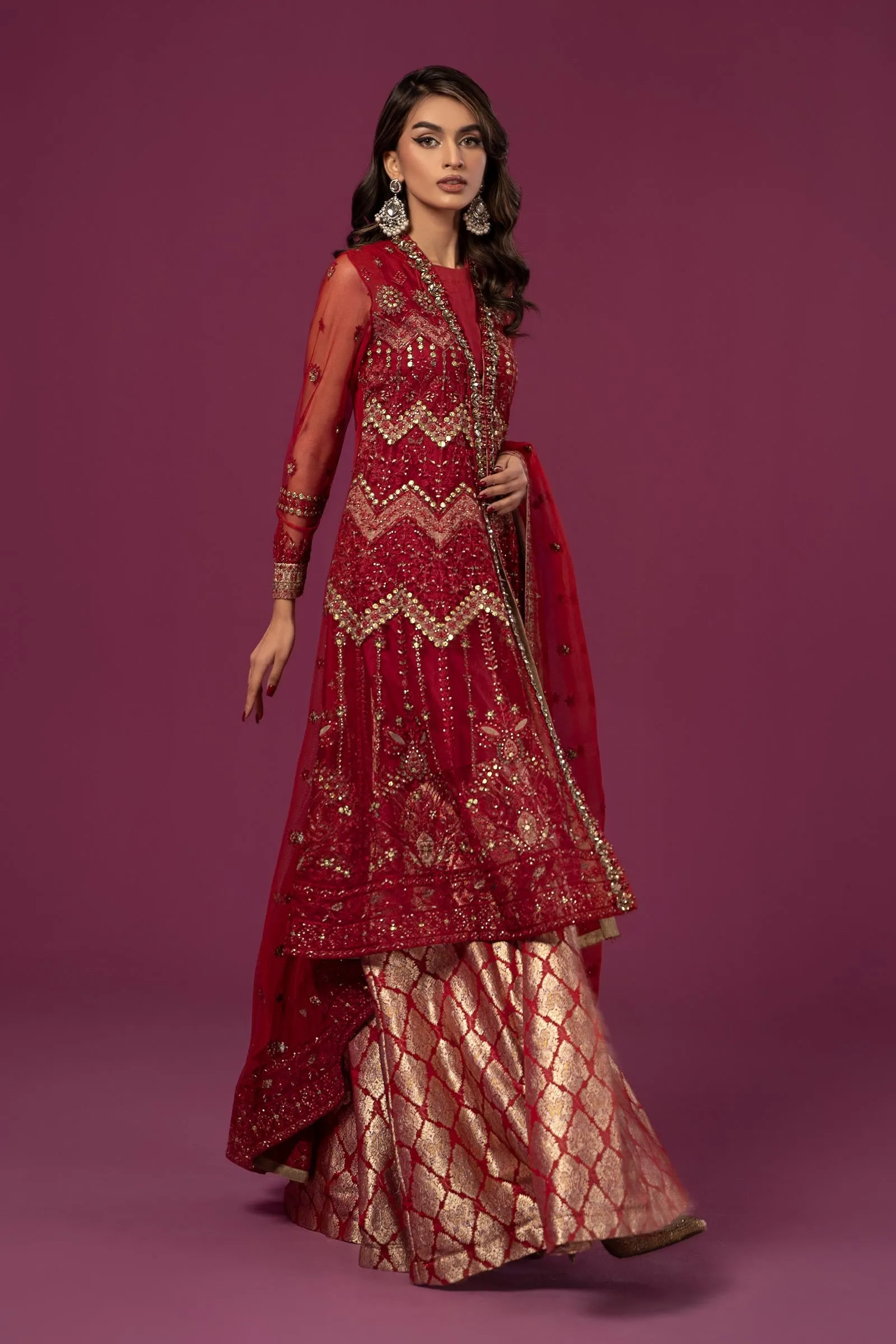 3 Piece Embroidered Net Suit | SF-EF24-28