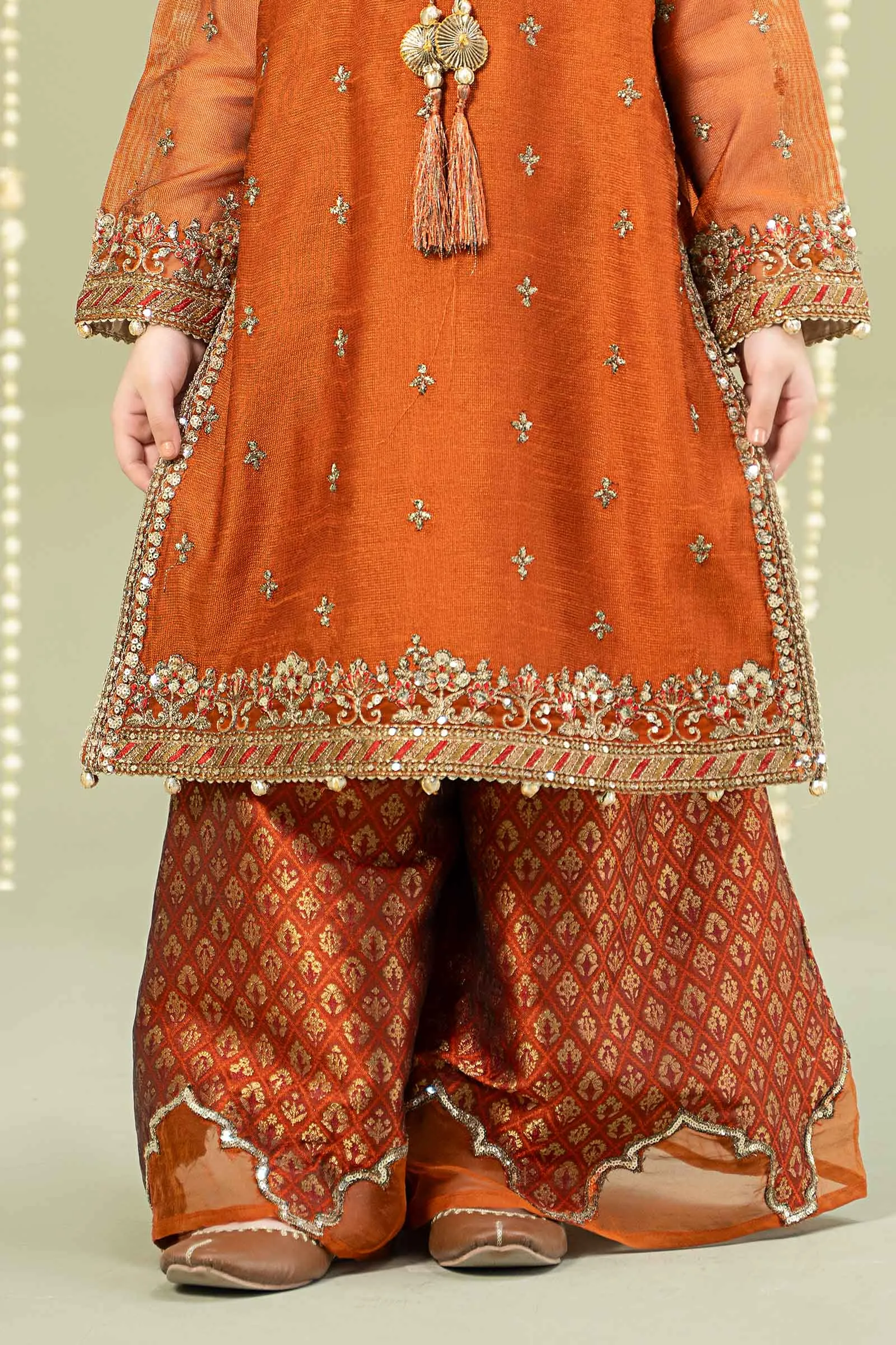 3 Piece Embroidered Paper Cotton Suit | MKS-W24-09