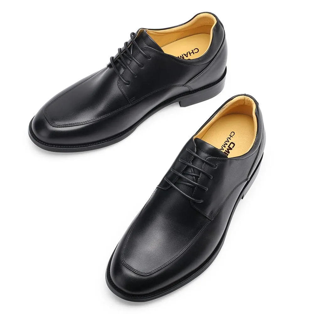 6CM / 2.36 Inches - CMR CHAMARIPA Men's Height Increasing Elevator Shoes - Hidden Heel Shoes For Men - Black Derby Shoes