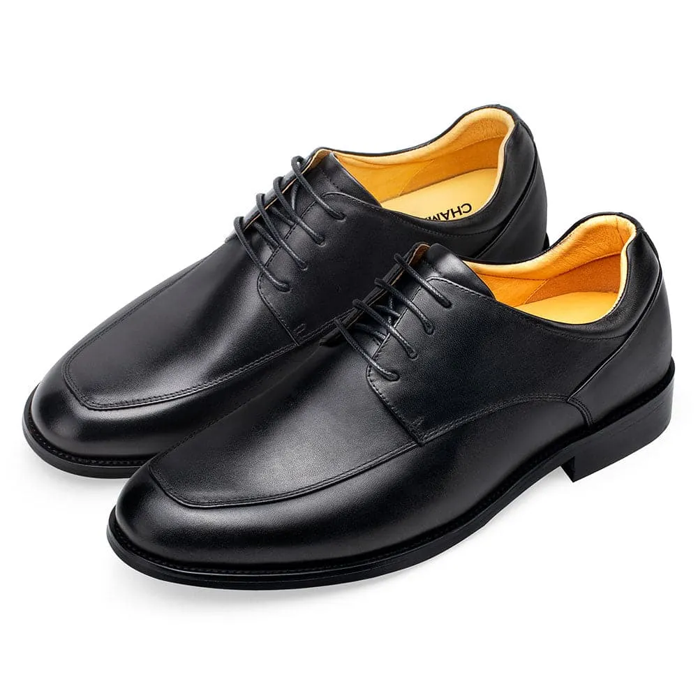 6CM / 2.36 Inches - CMR CHAMARIPA Men's Height Increasing Elevator Shoes - Hidden Heel Shoes For Men - Black Derby Shoes