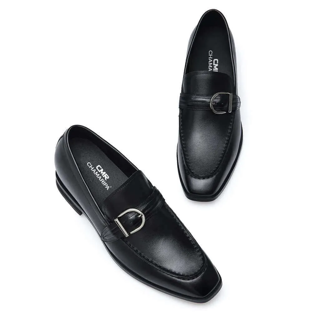 6CM/2.36 CMR CHAMARIPA Dress Elevator Shoes Men Taller Shoes Black Leather Loafer Shoes For Men