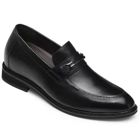 8CM / 3.15 Inches-CMR CHAMARIPA Elevator Shoes For Men Black Leather Add Height Loafers Shoes