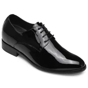 8CM / 3.15 Inches - CMR CHAMARIPA Men's Derby Elevator Shoes Black Patent Leather High Heel Men Dress Shoes