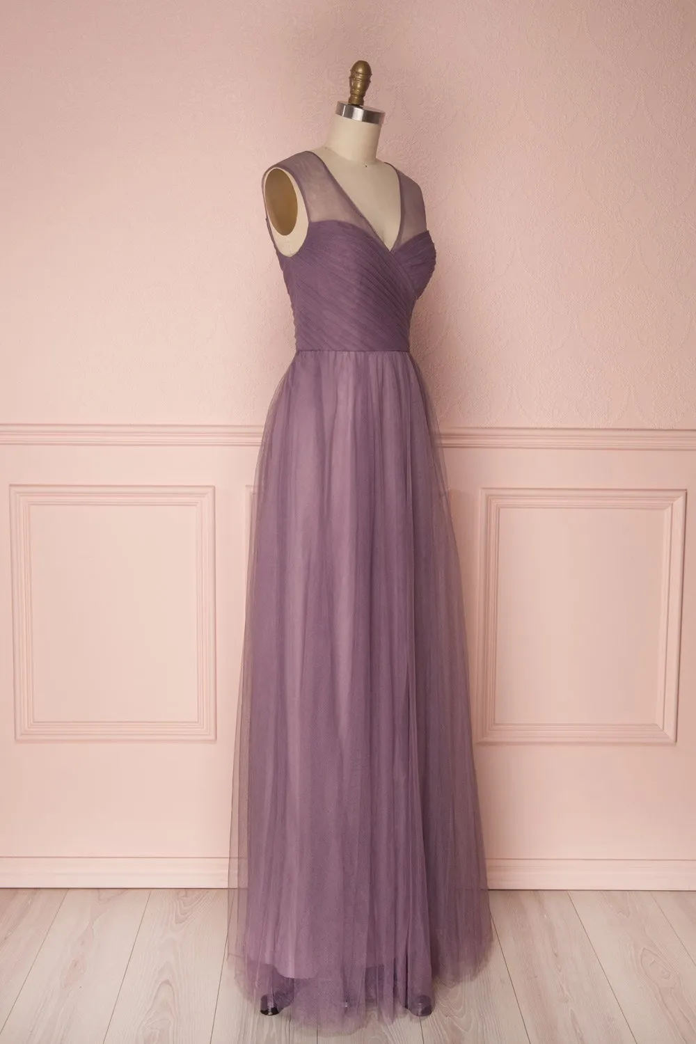 Adifa Mauve | Net Tulle Sleeveless Gown