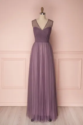 Adifa Mauve | Net Tulle Sleeveless Gown