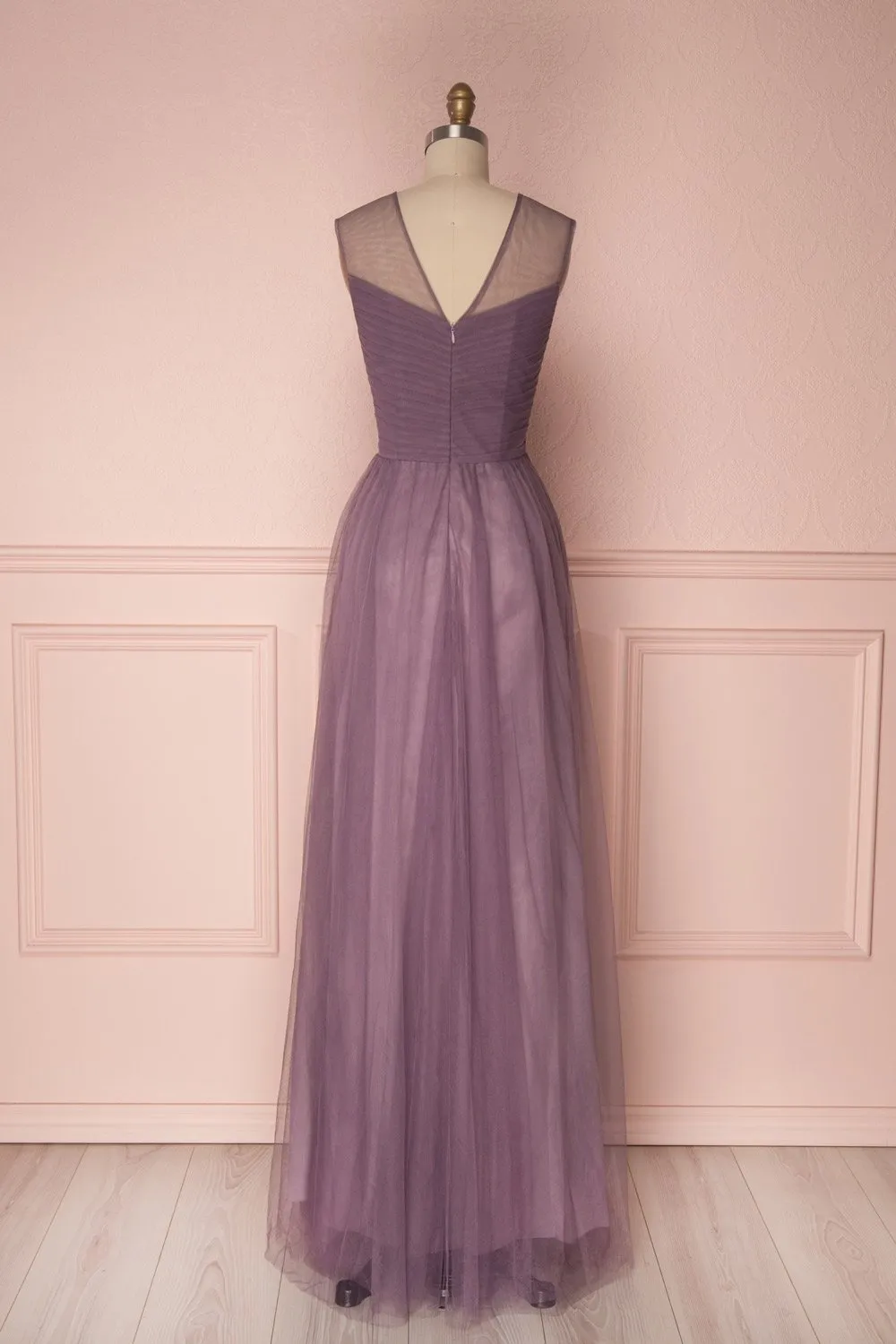 Adifa Mauve | Net Tulle Sleeveless Gown