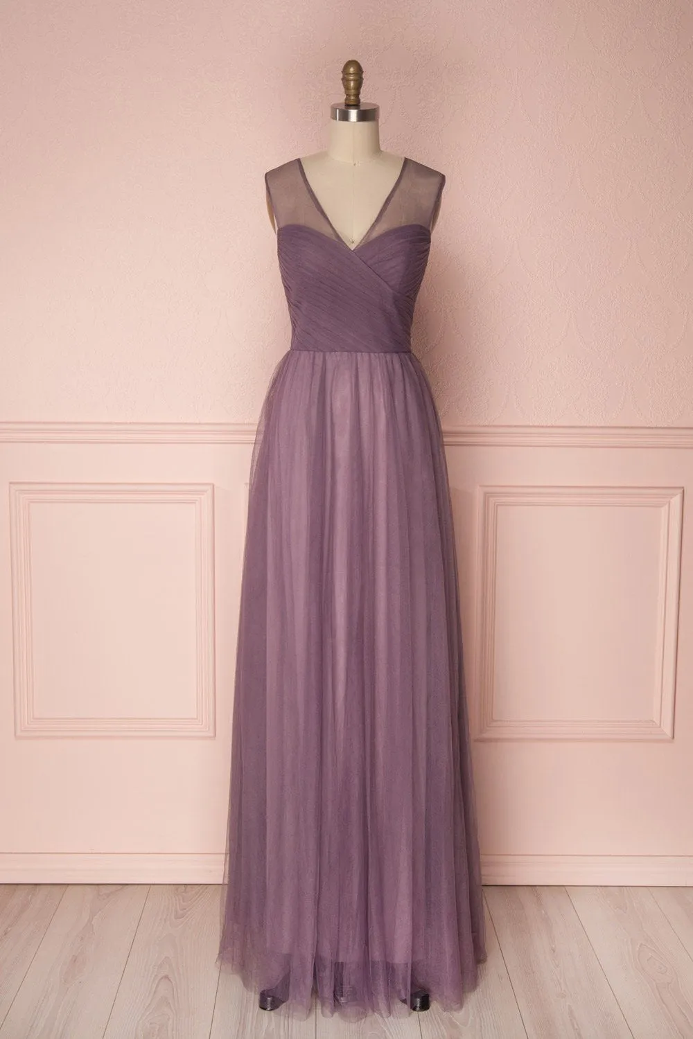 Adifa Mauve | Net Tulle Sleeveless Gown