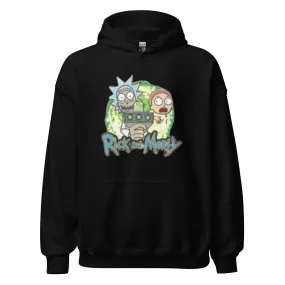 Animated Hoodie Famous Cartoon Duo with Phaser Gun Blend Cotton Midweight Unisex Pullover