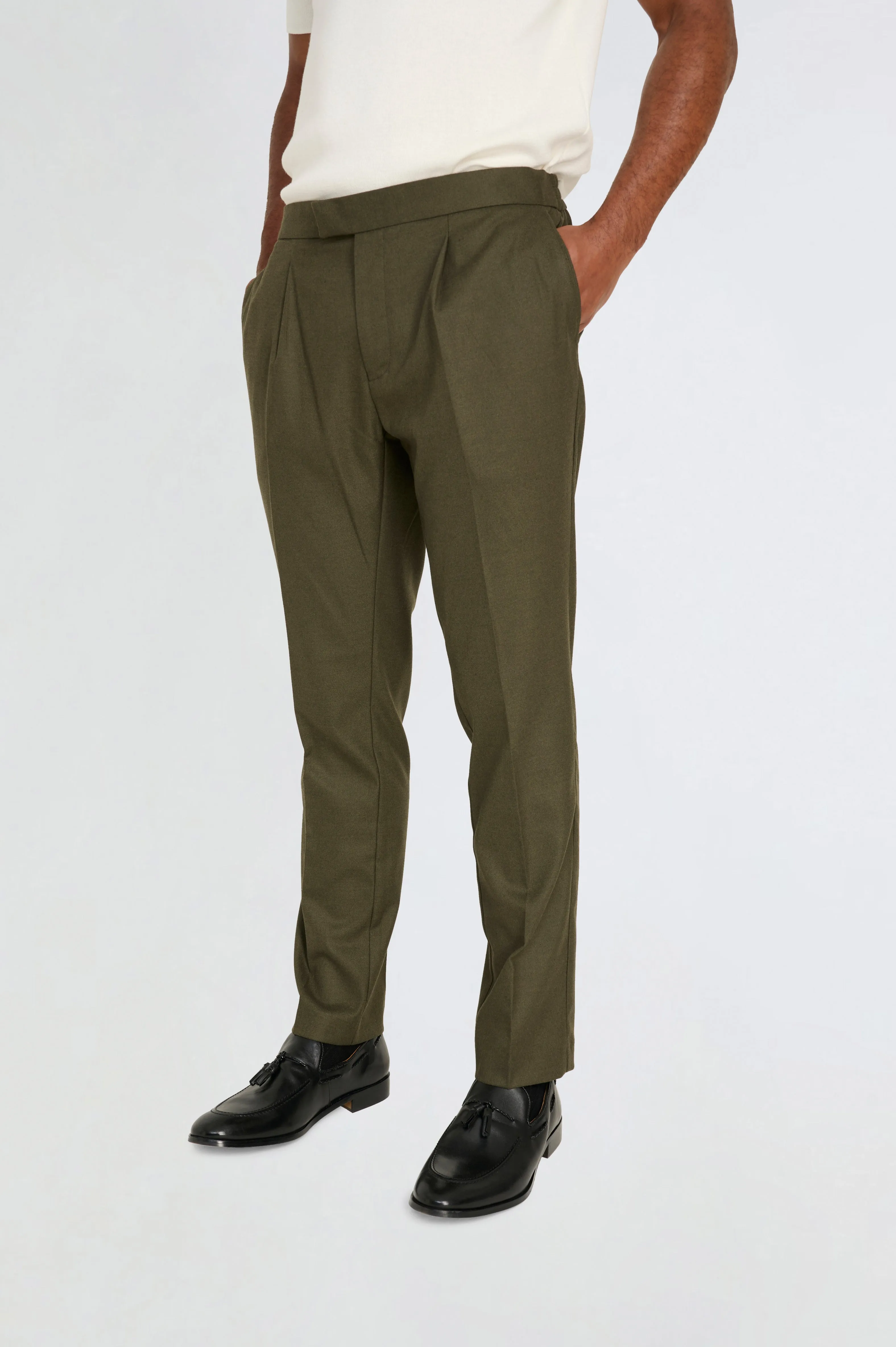 Arthur Flannel Trousers in Khaki