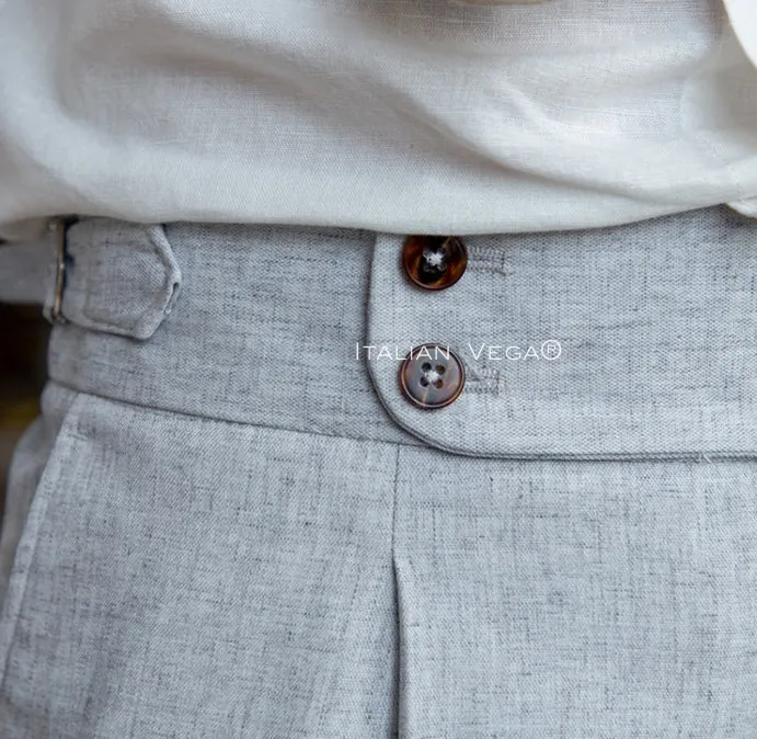 Ash Grey Signature Buttoned GURKHA PANTS by ITALIANVEGA®