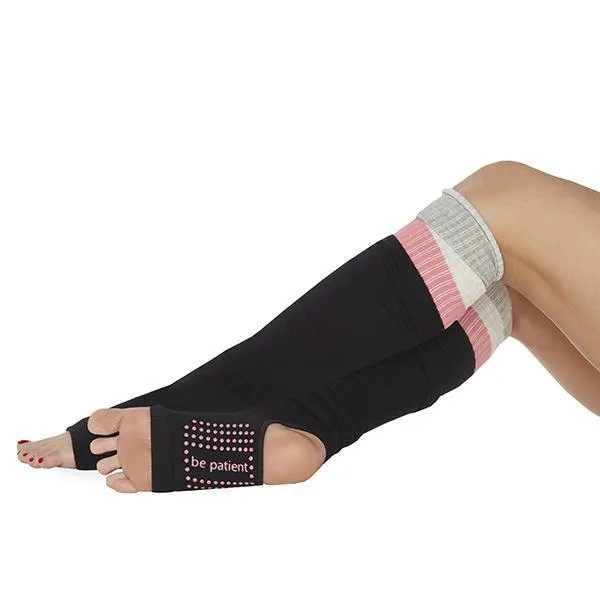 Be Patient Stirrup Grip Toeless Leg Warmers - Black Melon (Barre / Pilates)