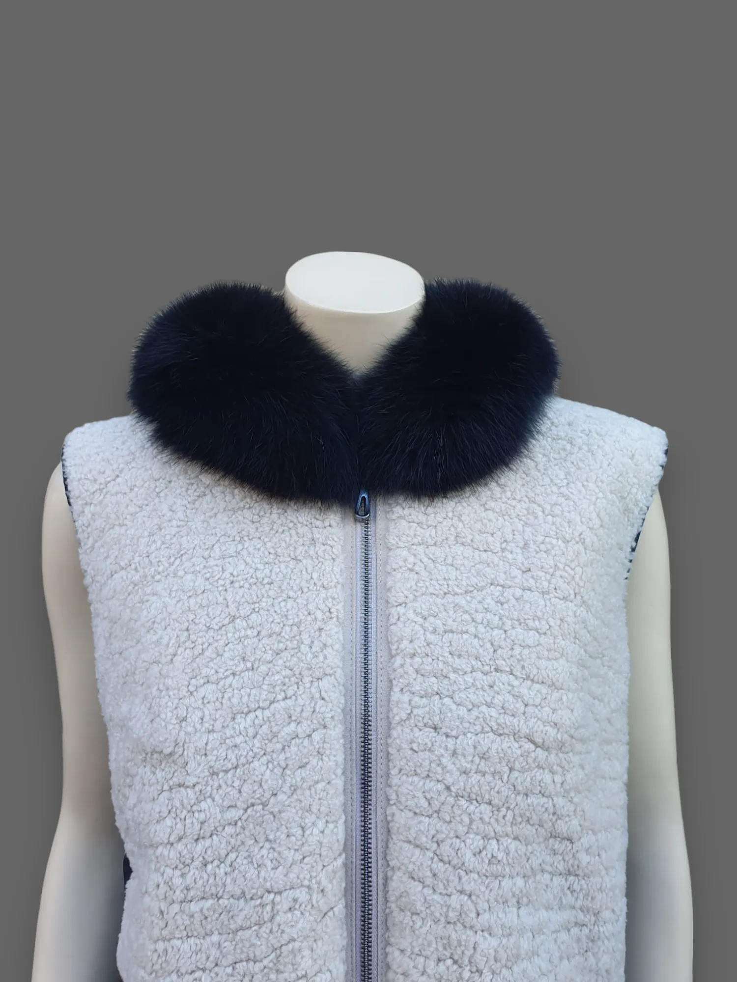 Beige Curly Lamb Vest -Small