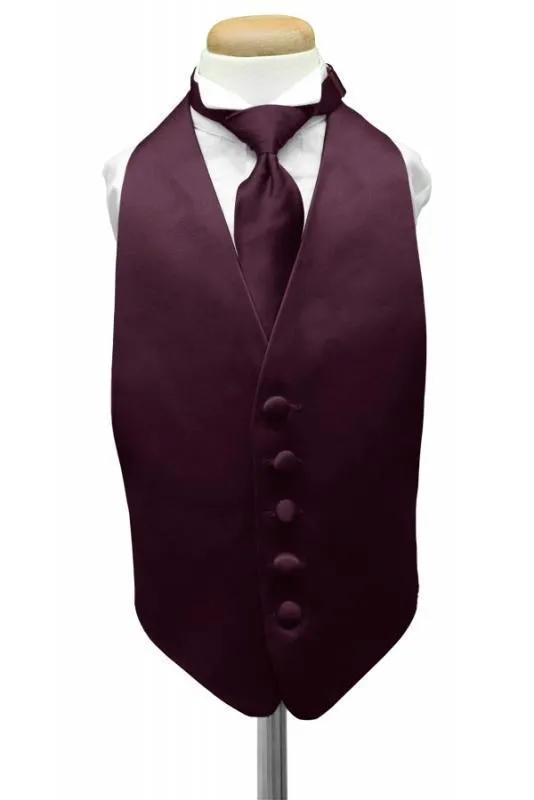 Berry Luxury Satin Kids Tuxedo Vest