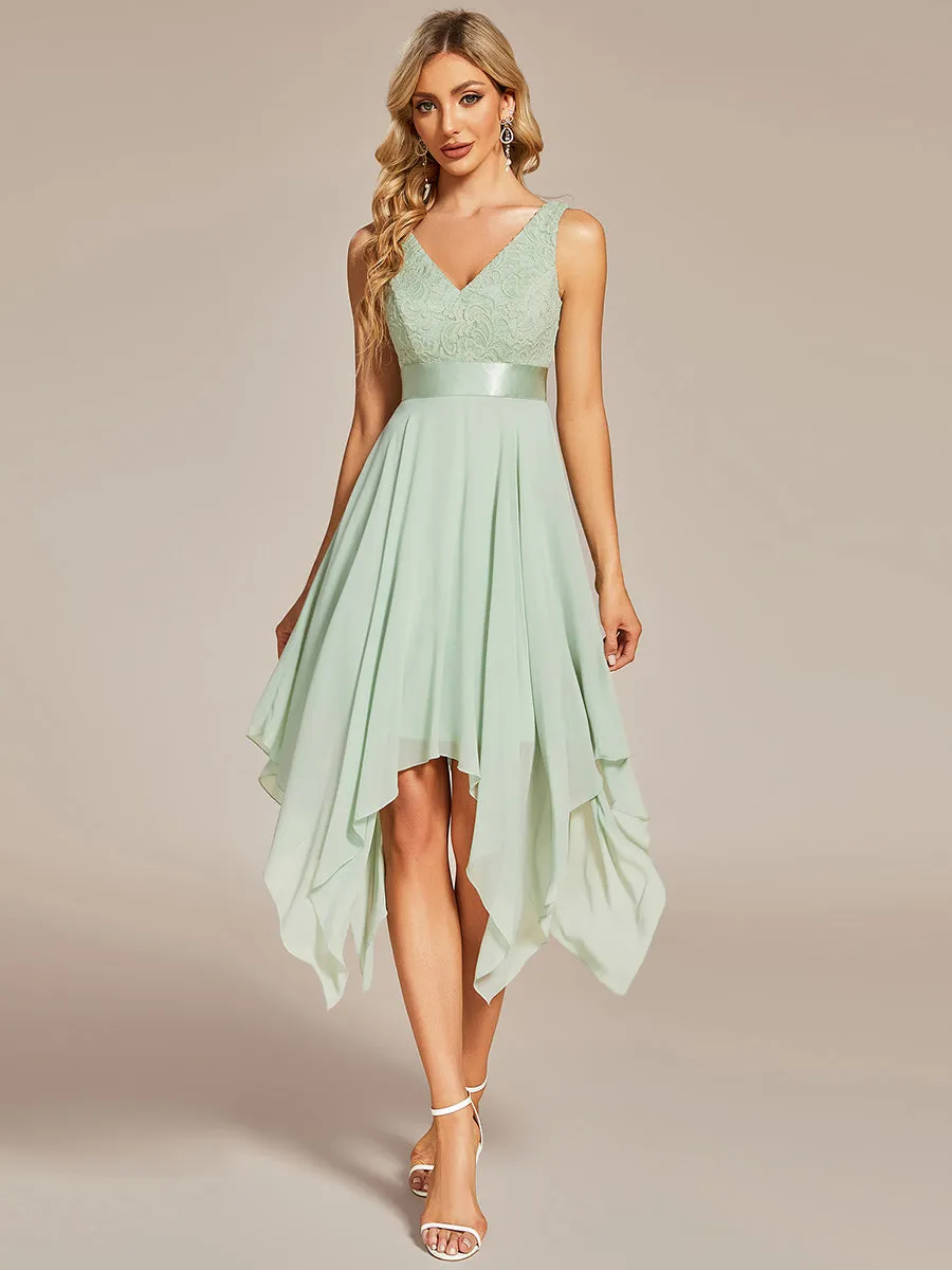 Bestsellers V Neck Lace Chiffon Prom Dresses For Wholesale