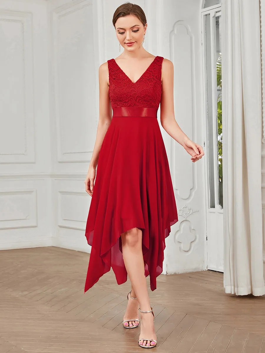 Bestsellers V Neck Lace Chiffon Prom Dresses For Wholesale