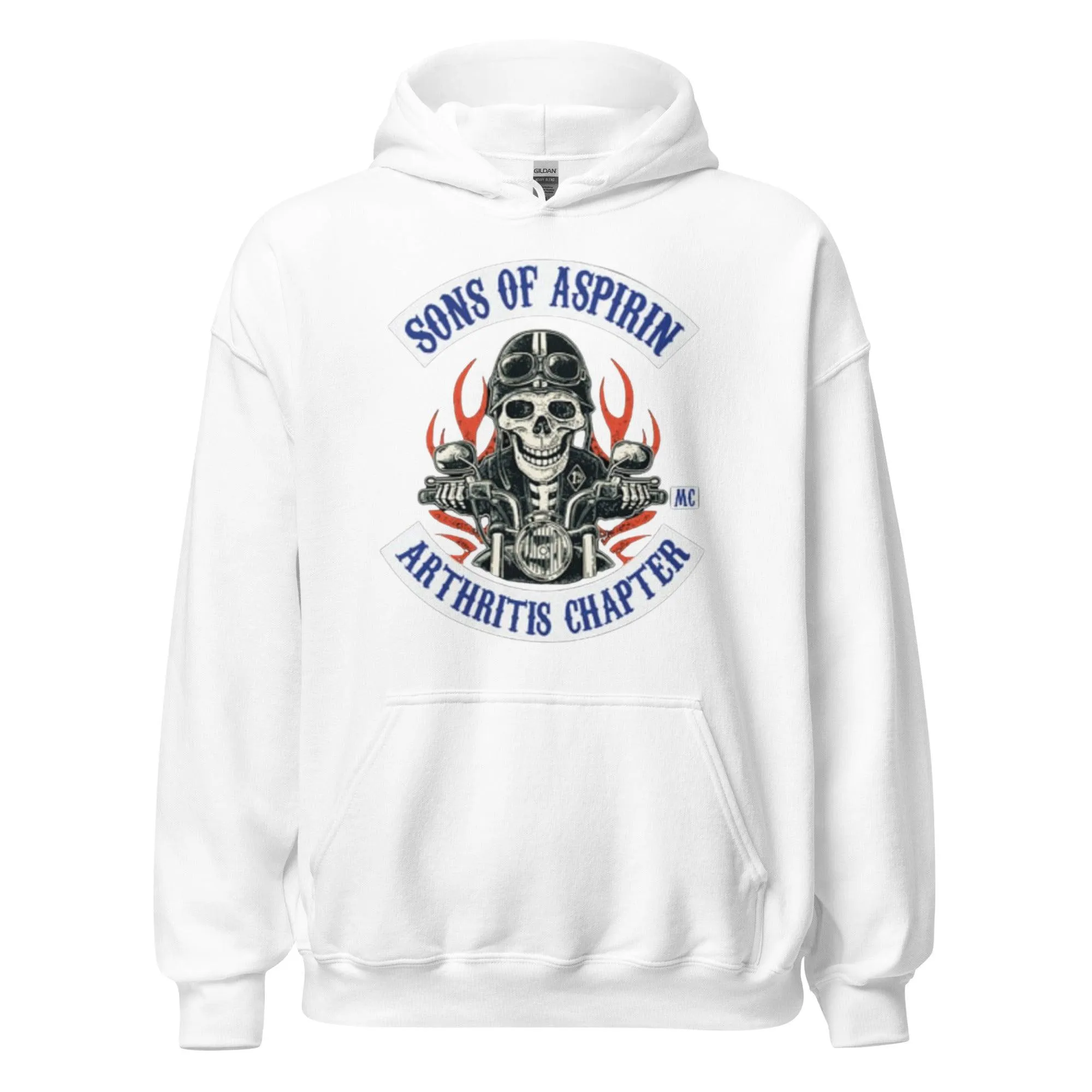 Biker Hoodie Sons of Aspirin Arthritis Chapter Blended Cotton Midweight Unisex Pullover