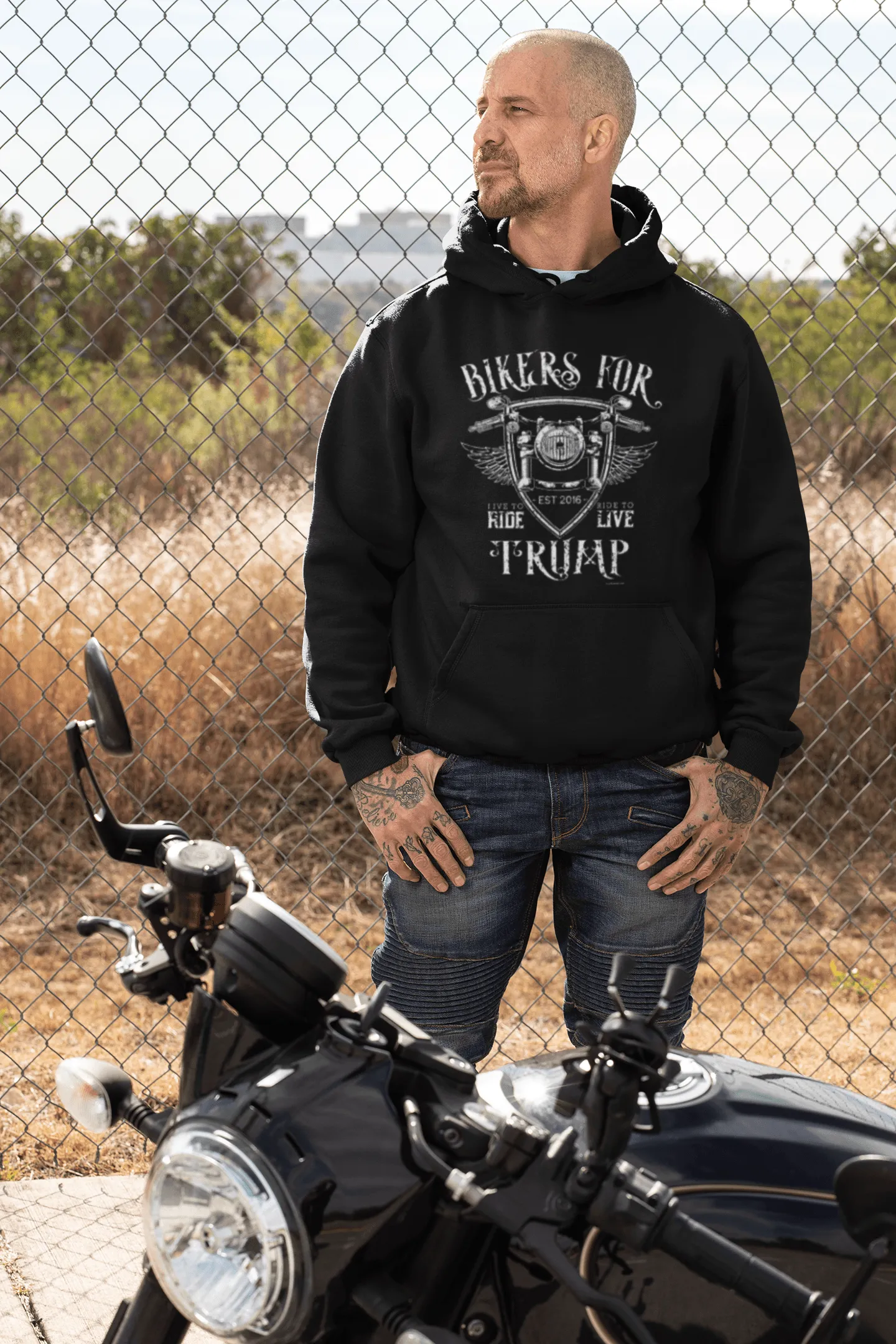 Biker Trump Hoodie Ride Live To Ride Trump 2016 Blended Cotton Blend Unisex Pullover