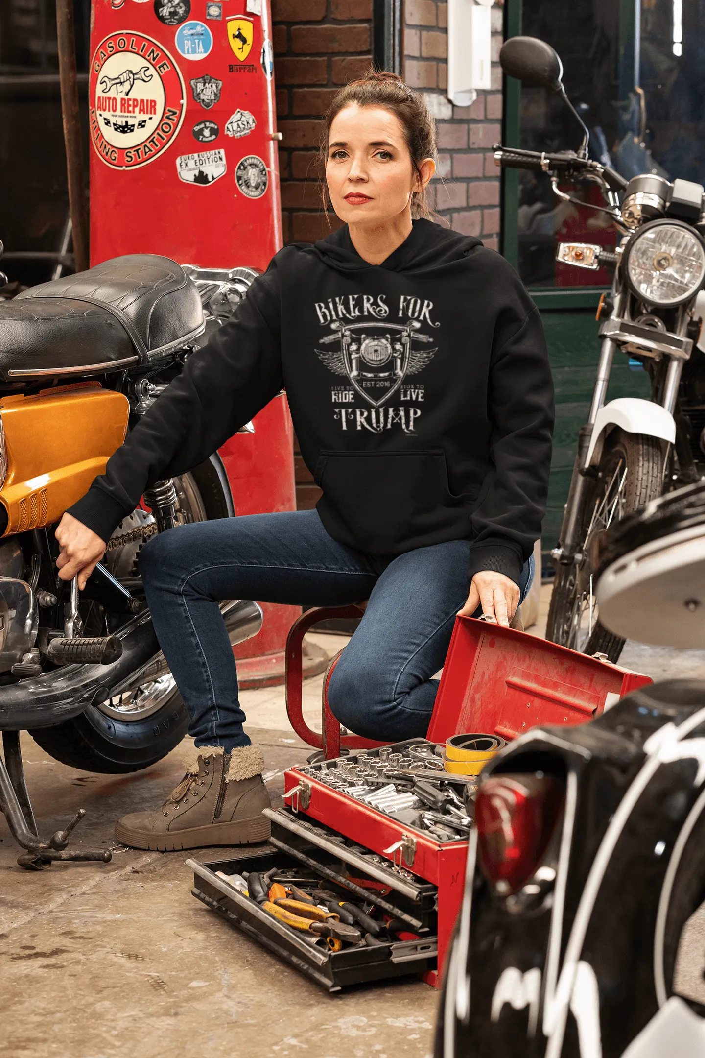 Biker Trump Hoodie Ride Live To Ride Trump 2016 Blended Cotton Blend Unisex Pullover