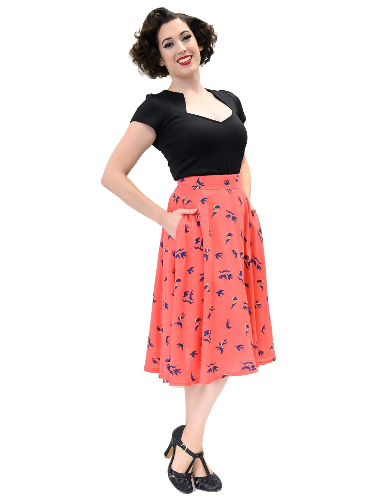 Birdie Thrills Skirt in Coral