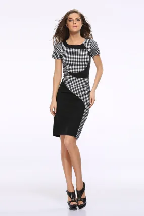 Black And White Checked Bodycon Dress