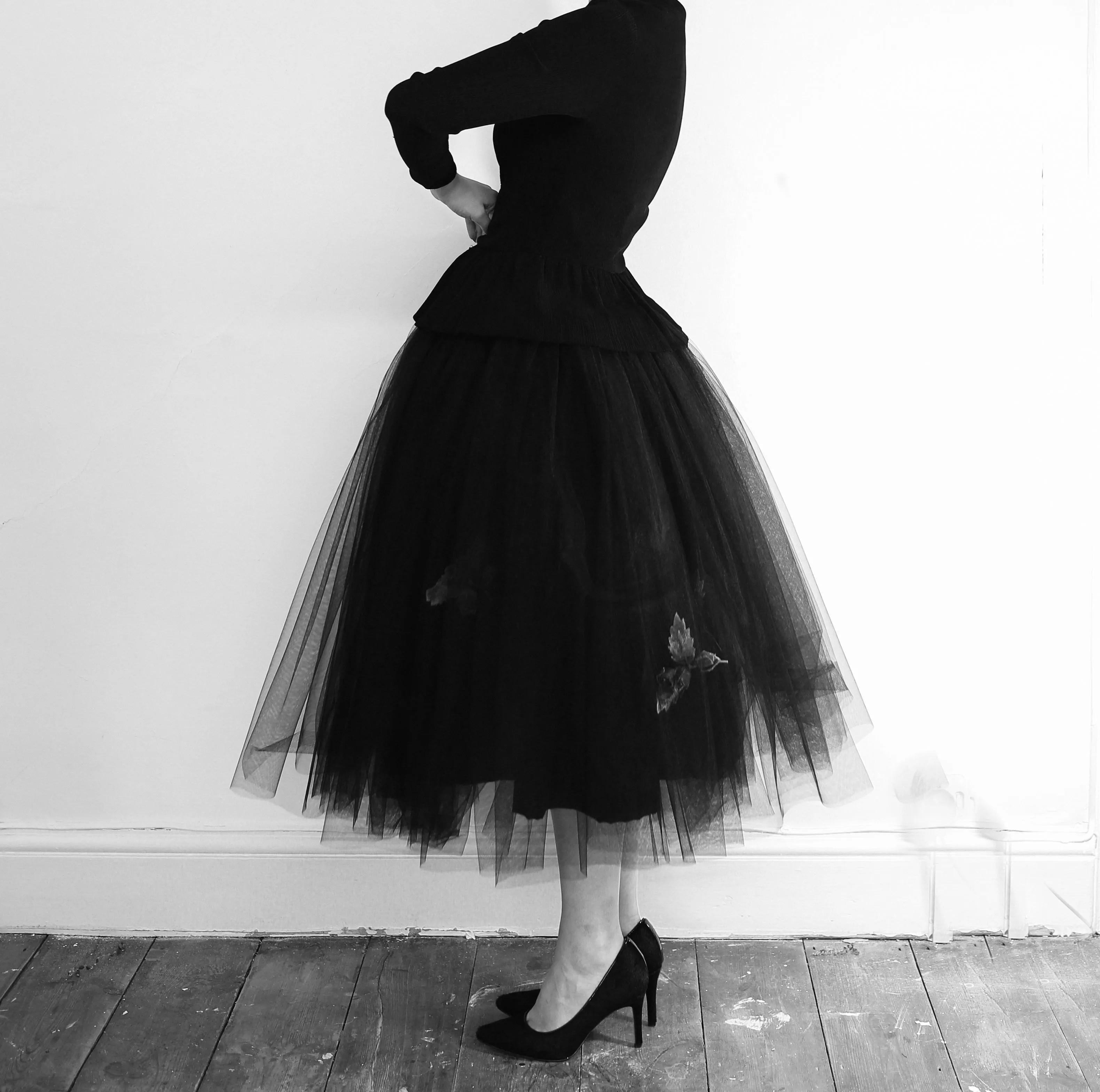 Black Rose Tulle Skirt