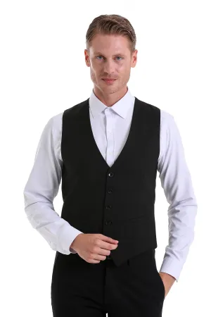 Black Slim Fit Louis Vest Padded