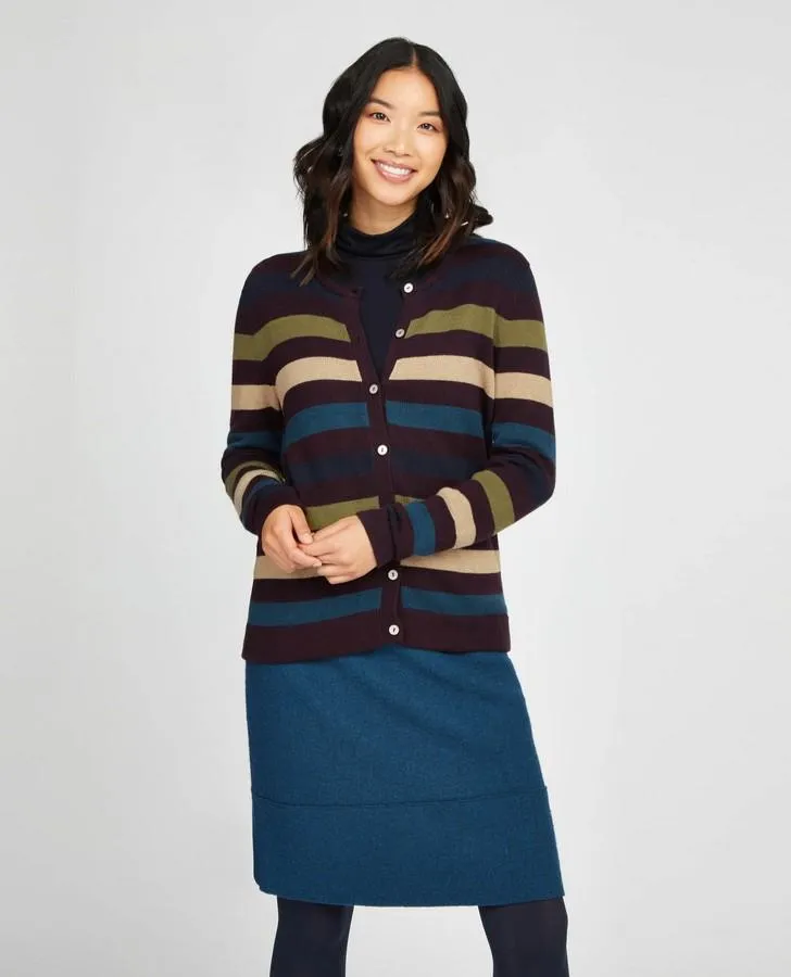 Bordeaux Multi Stripe Cardigan