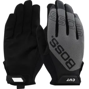 Boss 120-MC1225T Synthetic Microfiber Palm with Mesh Fabric Back and Para-Aramid Cut Lining Safety Glove (One Dozen)