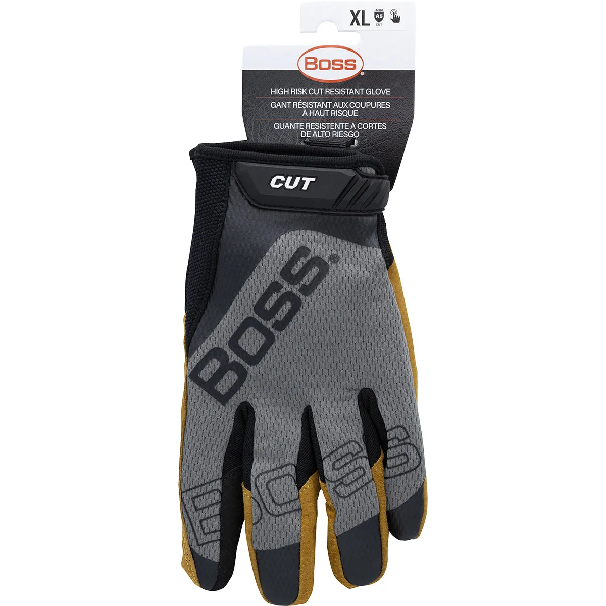 Boss 120-MC1325T Premium Pigskin Leather Palm with Mesh Fabric Back and Para-Aramid Cut Lining Safety Glove (One Dozen)