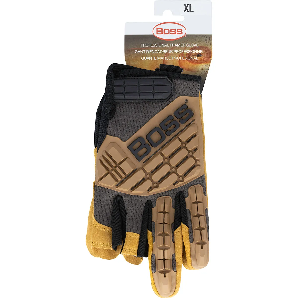 Boss 120-MF1360T Premium Pigskin Padded Leather Palm TPR Impact Protection Safety Glove (One Dozen)