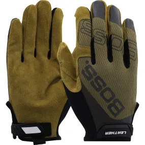 Boss 120-ML1360T Premium Pigskin Leather Palm with Mesh Fabric Back Safety Glove (One Dozen)