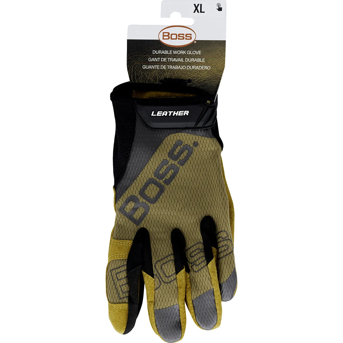 Boss 120-ML1360T Premium Pigskin Leather Palm with Mesh Fabric Back Safety Glove (One Dozen)