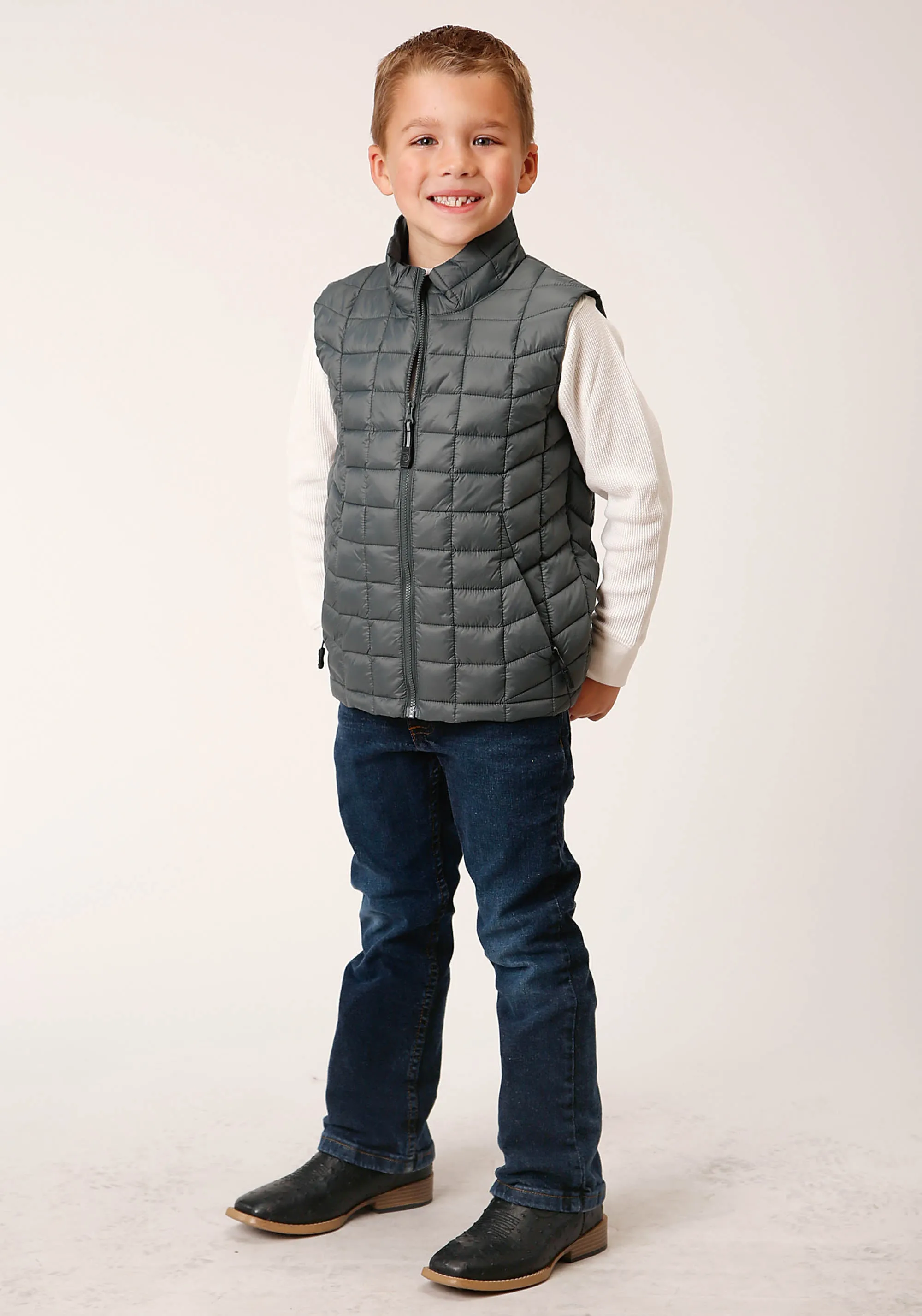 BOYS  SILVER SAGE NYLON PARACHUTE DOWN VEST