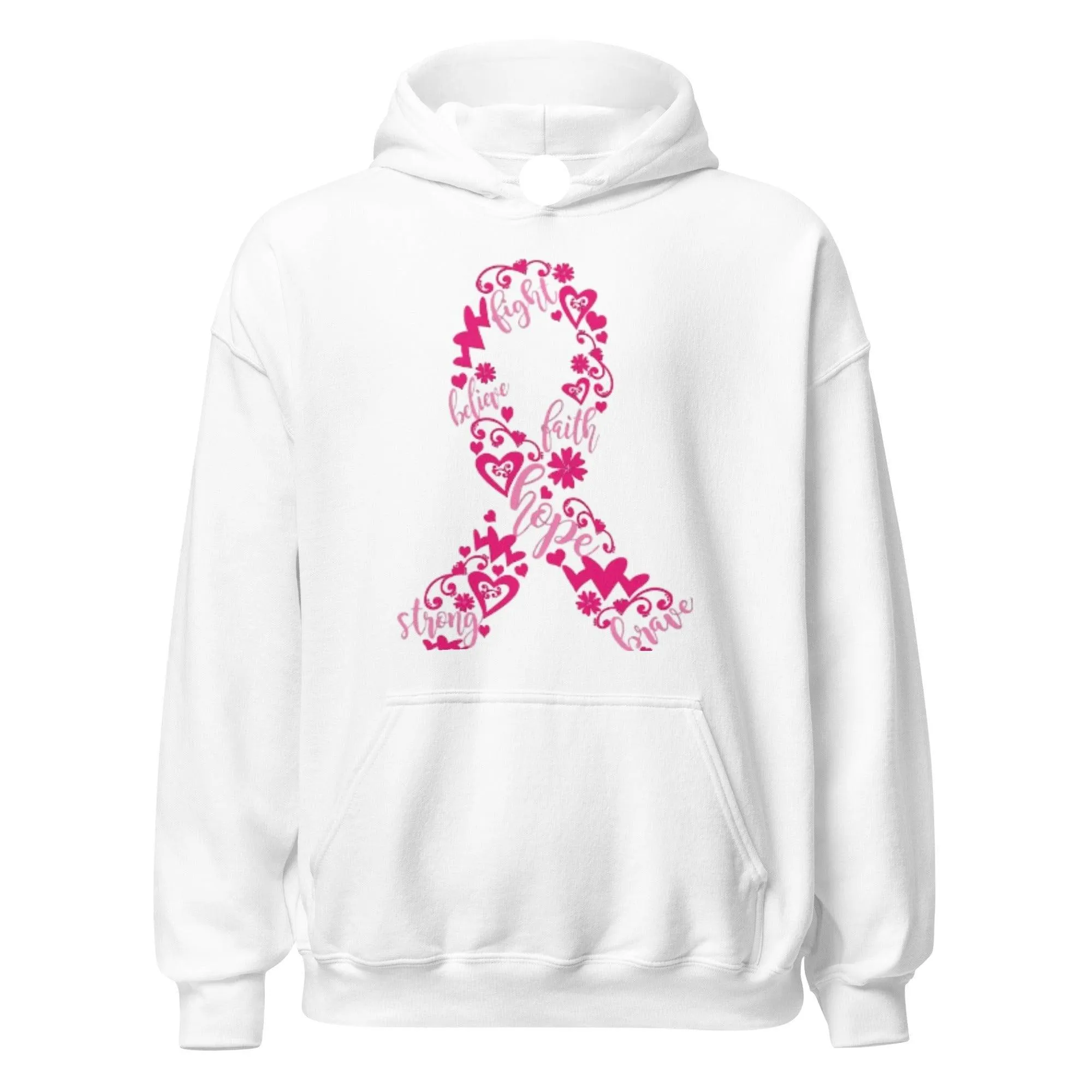 Breast Cancer Awarness Hoodie Pink Ribbon Midweight Blended Cotton Unisex Pullover