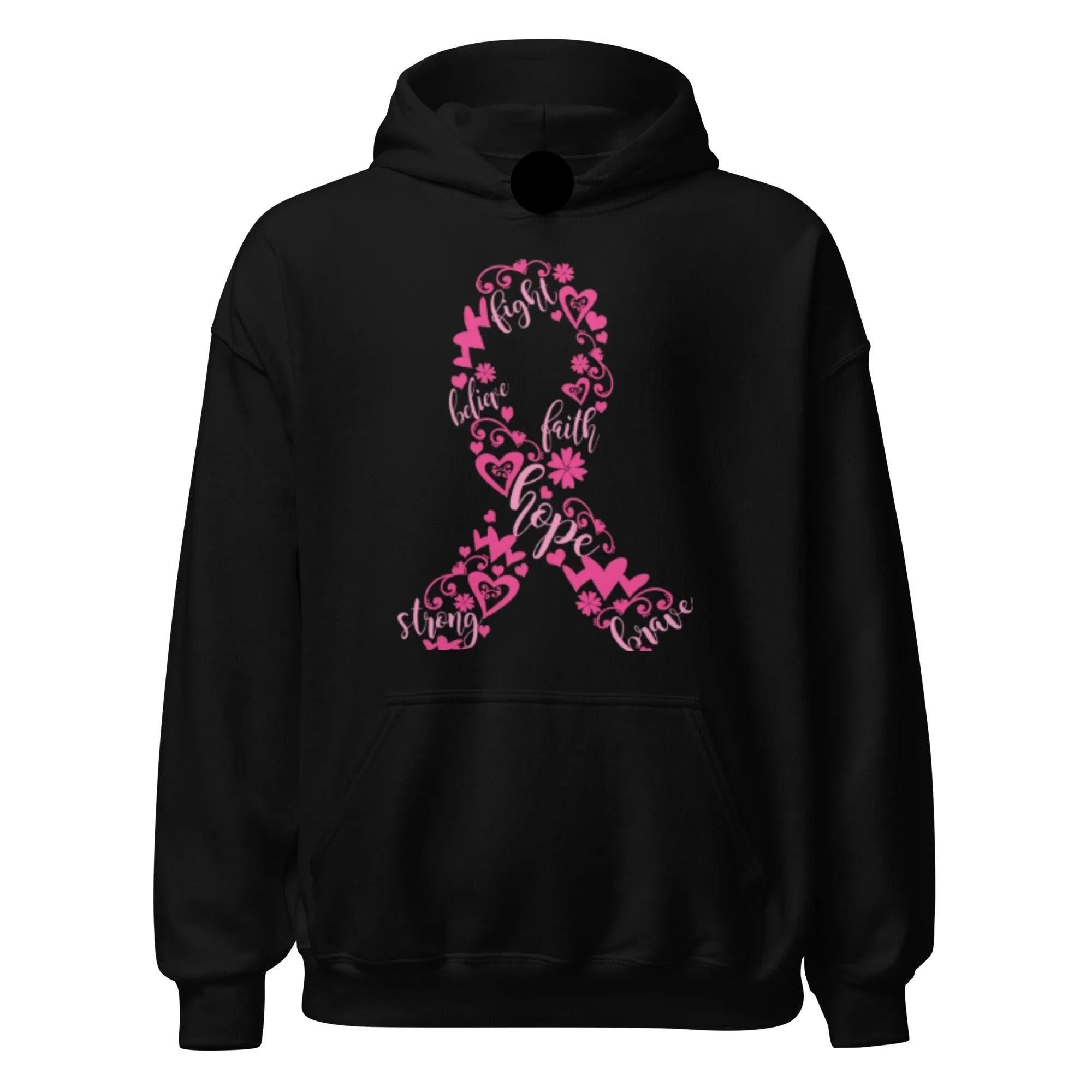 Breast Cancer Awarness Hoodie Pink Ribbon Midweight Blended Cotton Unisex Pullover