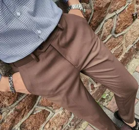 British Style Light Brown Men Formal Pants