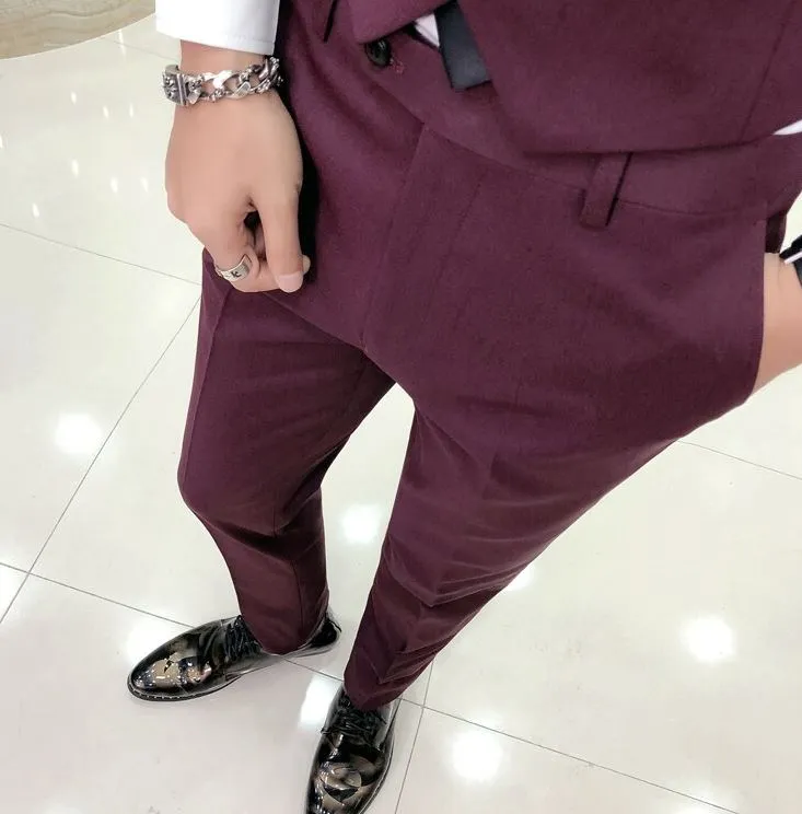 British Stylish Wine Formal Pants