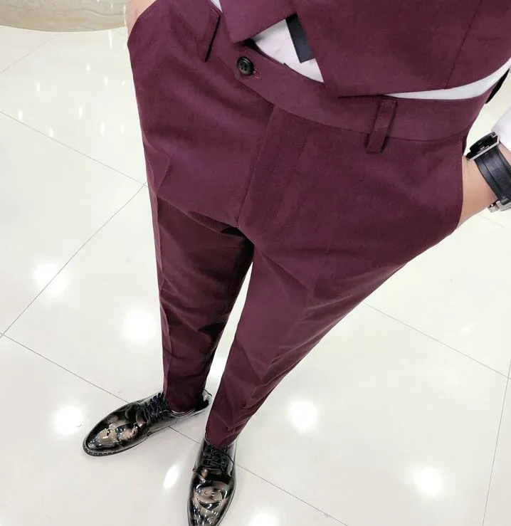 British Stylish Wine Formal Pants