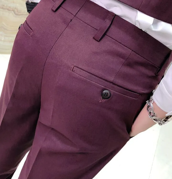 British Stylish Wine Formal Pants