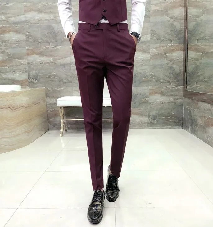 British Stylish Wine Formal Pants