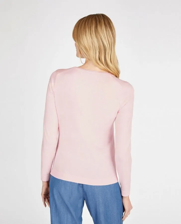 Camellia Pink Crew Neck Cardigan