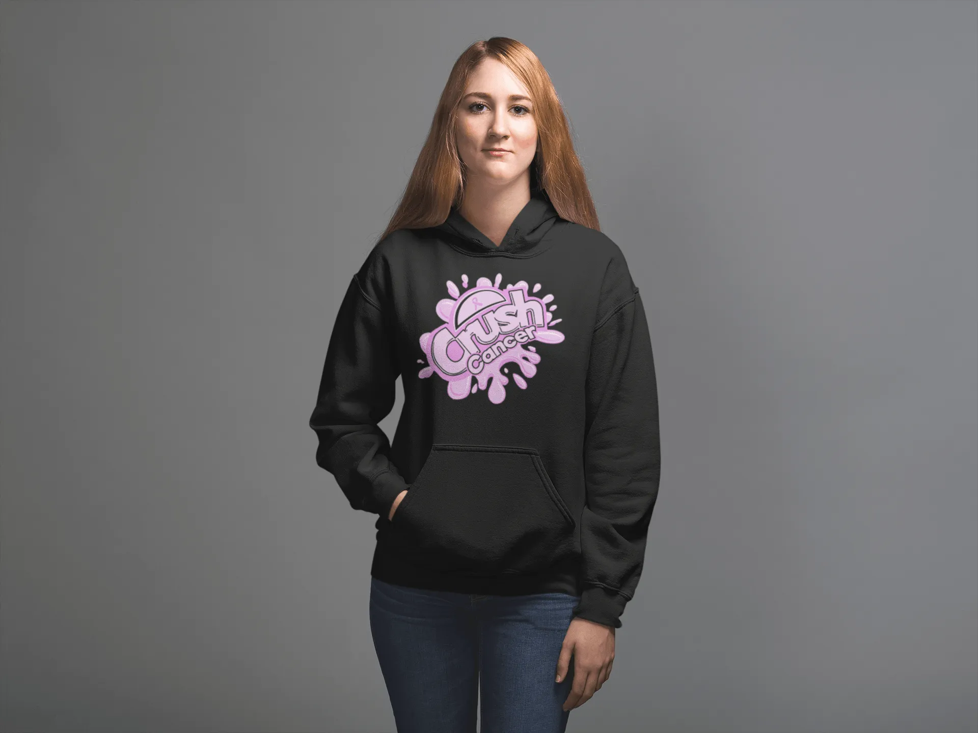 Cancer Awareness Hoodie Crush Cancer Midweight Blended Cotton Unisex Pullover