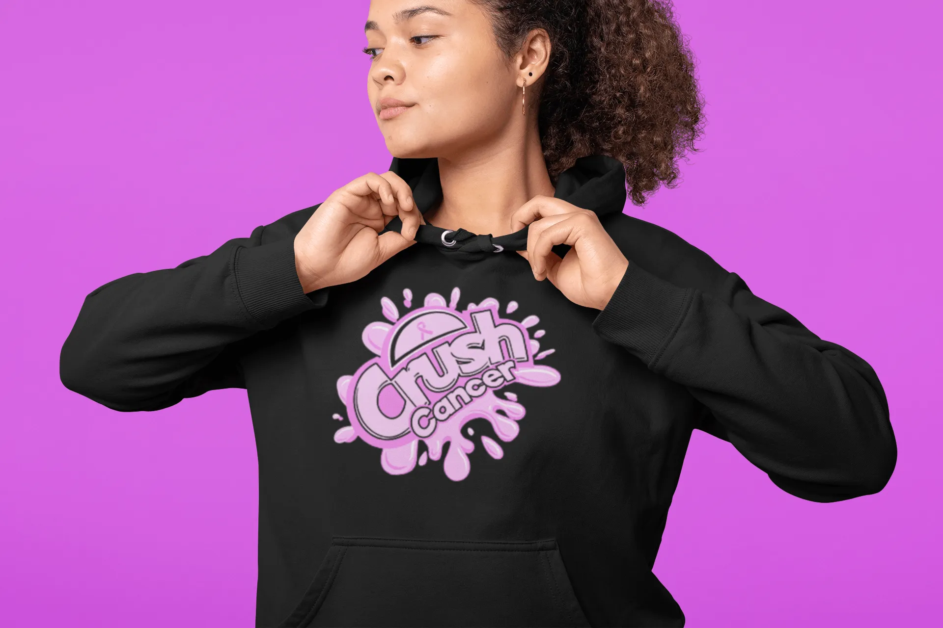 Cancer Awareness Hoodie Crush Cancer Midweight Blended Cotton Unisex Pullover