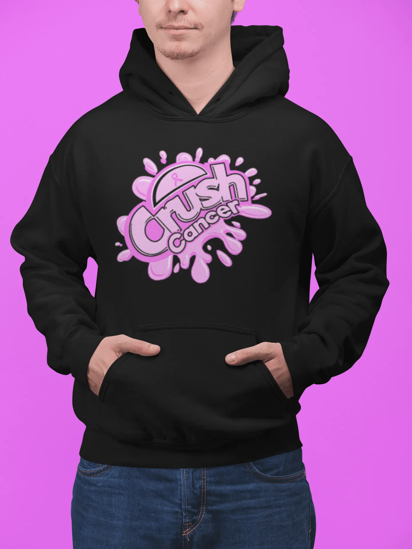 Cancer Awareness Hoodie Crush Cancer Midweight Blended Cotton Unisex Pullover