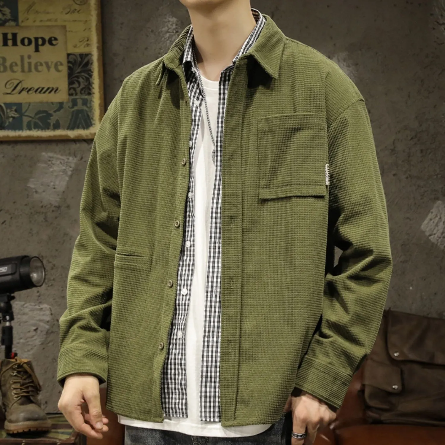 Casual Corduroy Work Shirt P1077