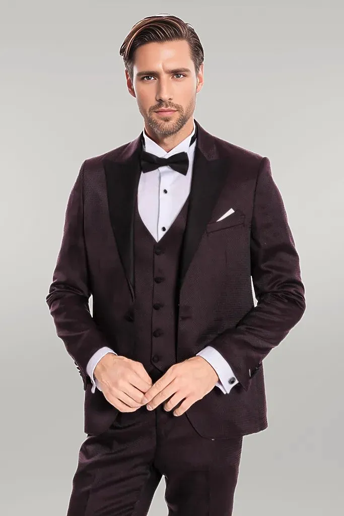 Claret Red and Black Tuxedo for Men | Wessi