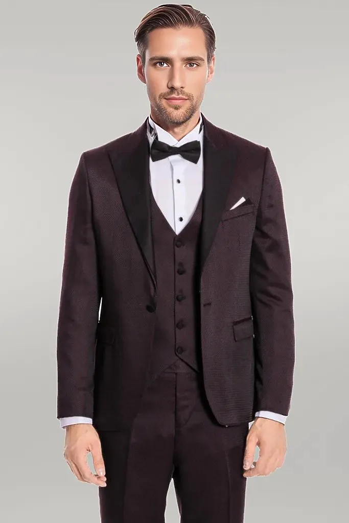 Claret Red and Black Tuxedo for Men | Wessi